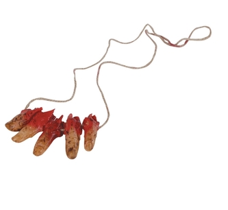 Náhrdelník s pěti zakrvácenými prsty