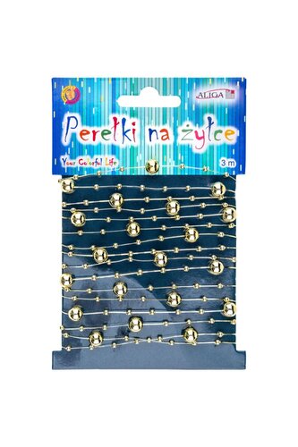 Vlasec 3 m se zlatými perličkami 3 a 8 mm