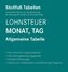 Tabelle, Lohnsteuer 2025 Monat, Tag Sonderausgabe August