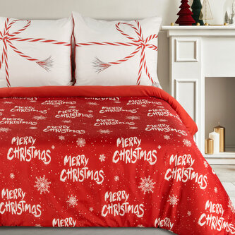 Vánoční mikrovláknové povlečení RED XMAS 1x 220x200 cm, 2x povlak 70x80 cm francouzské povlečení MyBestHome