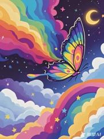 Malowanie po numerach 40x50cm Tęczowy motyl Malowanie po numerach 40x50cm Tęczowy motyl