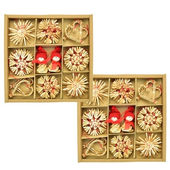 Slaměné ozdoby, 30 ozdob, sada 2 ks