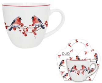 Porcelánový hrnek v dárkovém balení Christmas Birds 3 - 460 ml