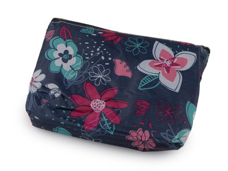 Skládací nákupní taška se zipem 39x40 cm - 1 ks - 62 modrá tmavá květ