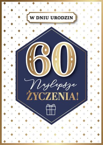 Karnet GM najlepsze zyczenia 60 niebieska złote rąby