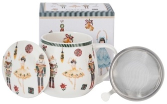 Porcelánový hrnek s čajovým sítkem Christmas Nutcracker