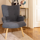 Fotel MOSS w tkaninie TEDDY BOUCLÉ granatowy 70x95 cm