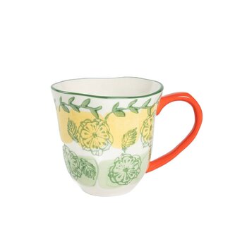 Kubek | SHILLA | ręcznie malowany z pomarańczowym uchem | 0,35 l | 735448
