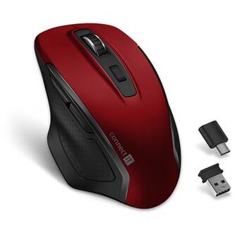 CONNECT IT Dual SmartSwitch bezdrátová myš, USB-A + C (+1x AA baterie zdarma), ČERVENÁ