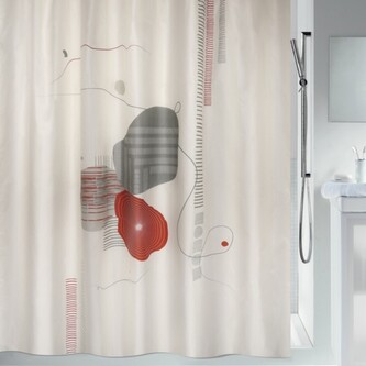 Spirella sprchový závěs TEIVA, abstraktní, bílý, 180 x 200 cm, polyester