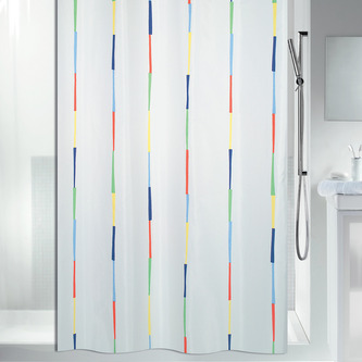 Spirella sprchový závěs DARIO, motiv abstraktní, bílý, 180 x 200 cm, polyester