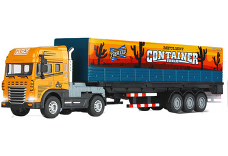 Auto kovové tahač s kontejnerem s efekty 40 cm