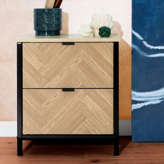 Szafka nocna | SWEN | naturalna z metalowymi nogami | 45x35x50 cm | 879116