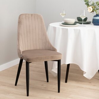 Krzesło LOUIS welurowe beżowe 45x45x90 cm