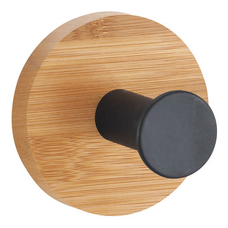 MSV samolepící háček YONO, černý, bambus, ocel, 48 x 36 mm