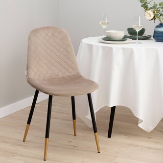 Krzesło NOIR welurowe beżowe 44x52x85cm