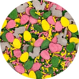 4Cake Cukrové zdobení žluté, šedé, růžové a zelené Easter Miracle (80 g) Besky edice