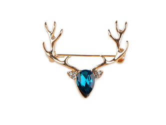 Vánoční brož s broušenými kamínky jelen - 1 ks - 3 modrá azuro Vánoční brož s broušenými kamínky jelen - 1 ks - 3 modrá azuro
