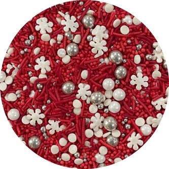 4Cake Cukrové zdobení bílé, stříbrné a červené Red Velor (80 g) 4Cake Cukrové zdobení bílé, stříbrné a červené Red Velor (80 g)