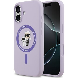 Karl Lagerfeld Liquid Silicone Karl and Choupette MagSafe kryt iPhone 17 fialový