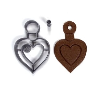 Baňka - vánoční ozdoba 4 ve tvaru srdce vykrajovátko/formička