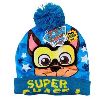 Chlapecká čepice TLAPKOVÁ PATROLA CHASE zimní se sundavací maskou, modrá, velikost: 52