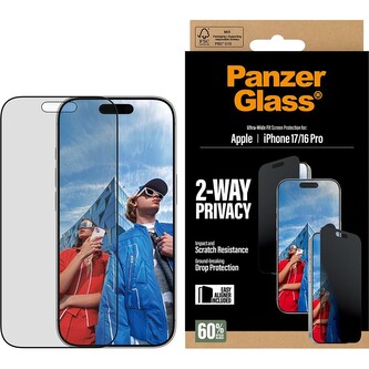 PanzerGlass® Privacy sklo Apple iPhone 17/16 Pro s instalačním rámečkem