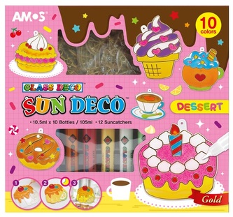 Barvy na sklo sada 10 barev 10,5 ml + 12 sklíček DEZERTY Barvy na sklo sada 10 barev 10,5 ml + 12 sklíček DEZERTY