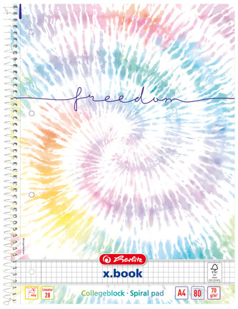 Zeszyt na spirali, A4, 80k., kratka, New Batik Freedom, Herlitz