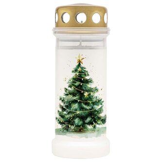 SVÍČKA HŘBITOVNÍ DESIGN STROMEK BÍLÁ