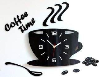 Nástěnné hodiny Coffee černé