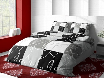 Flanelové povlečení Černé čtverce 140x200, 70x90 cm