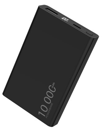 Powerbanka 10000 mAh 2xUSB/22.5W + kabel Type-C - černá