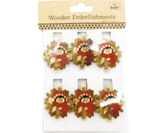 IMP kolíčky dřevěné 6ks vánoční