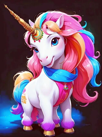 Diamantový obrázek duhový jednorožec 30 x 40 cm