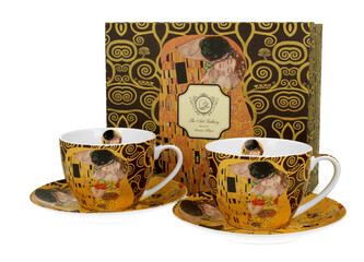 2 filiżanki ze spodkami THE KISS BROWN inspired by Klimt 2 filiżanki ze spodkami THE KISS BROWN inspired by Klimt
