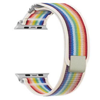 Nylonový řemínek se stahovacím poutkem a sponou pro Apple Watch 42/44/45/46/49mm,Duhová