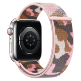 Nylonový řemínek kamufláž pro Apple Watch 42/44/45/46/49mm,Růžová Kamufláž