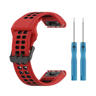 QuickFit perforovaný řemínek s přezkou 26mm,Červeno-Černý