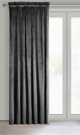 Dekorační velvet závěs s řasící páskou ESTER 140x250 cm černá (cena za 1 kus) MyBestHome