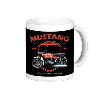 Hrnek Striker Mustang Jawa 50 - černý-bílý