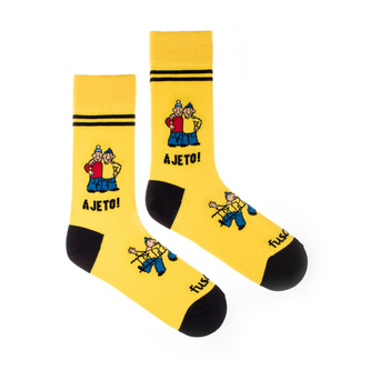 Ponožky Pat a Mat s žebříkem Žluté XL (47-50)