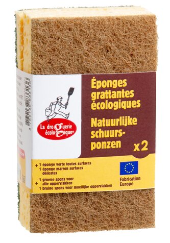 La Droguerie Ecologique by Ecodis Sada houbiček na nádobí - zelená a hnědá (2 ks) - poradí si i s tvrdohlavou špínou La Droguerie Ecologique by Ecodis Sada houbiček na nádobí - zelená a hnědá (2 ks) - poradí si i s tvrdohlavou špínou