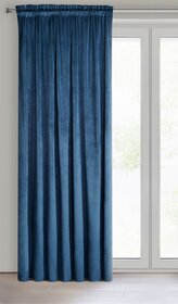 Dekorační velvet závěs s řasící páskou ESTER 140x250 cm tmavě modrá (cena za 1 kus) MyBestHome