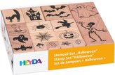 16 dřevěných razítek s motivy Halloween