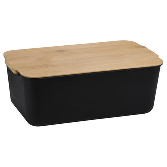 Chlebník s prkénkem, 31 x 18,5 x 12,5 cm, černý KESPER 58450