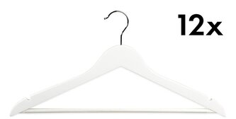 Šatní ramínka 12 ks, lotosové dřevo, bílé KESPER 67148