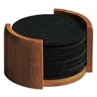 Podtácky 12 ks, Ø 10 cm, bambus/plsť, černé KESPER 59747