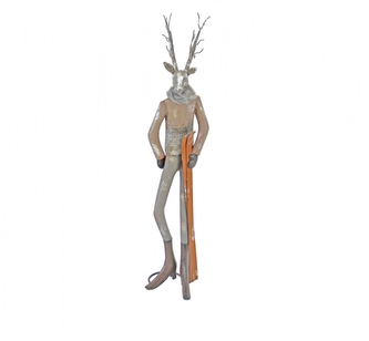 Kovový jelen s lyžemi 77,5 cm