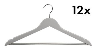 Šatní ramínka 12 ks, lotosové dřevo, šedá KESPER 67166